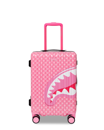 PINK CHECK TOON SHARK CARRY-ON LUGGAGE