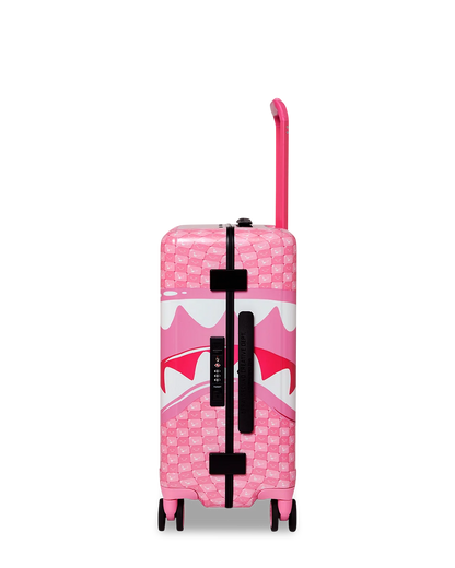 PINK CHECK TOON SHARK CARRY-ON LUGGAGE
