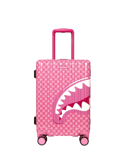 PINK CHECK TOON SHARK CARRY-ON LUGGAGE