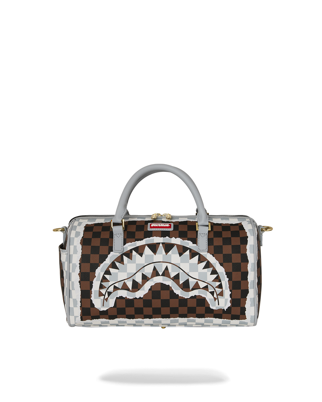 CREAM AND BROWN TEAR CHECK MINI DUFFLE