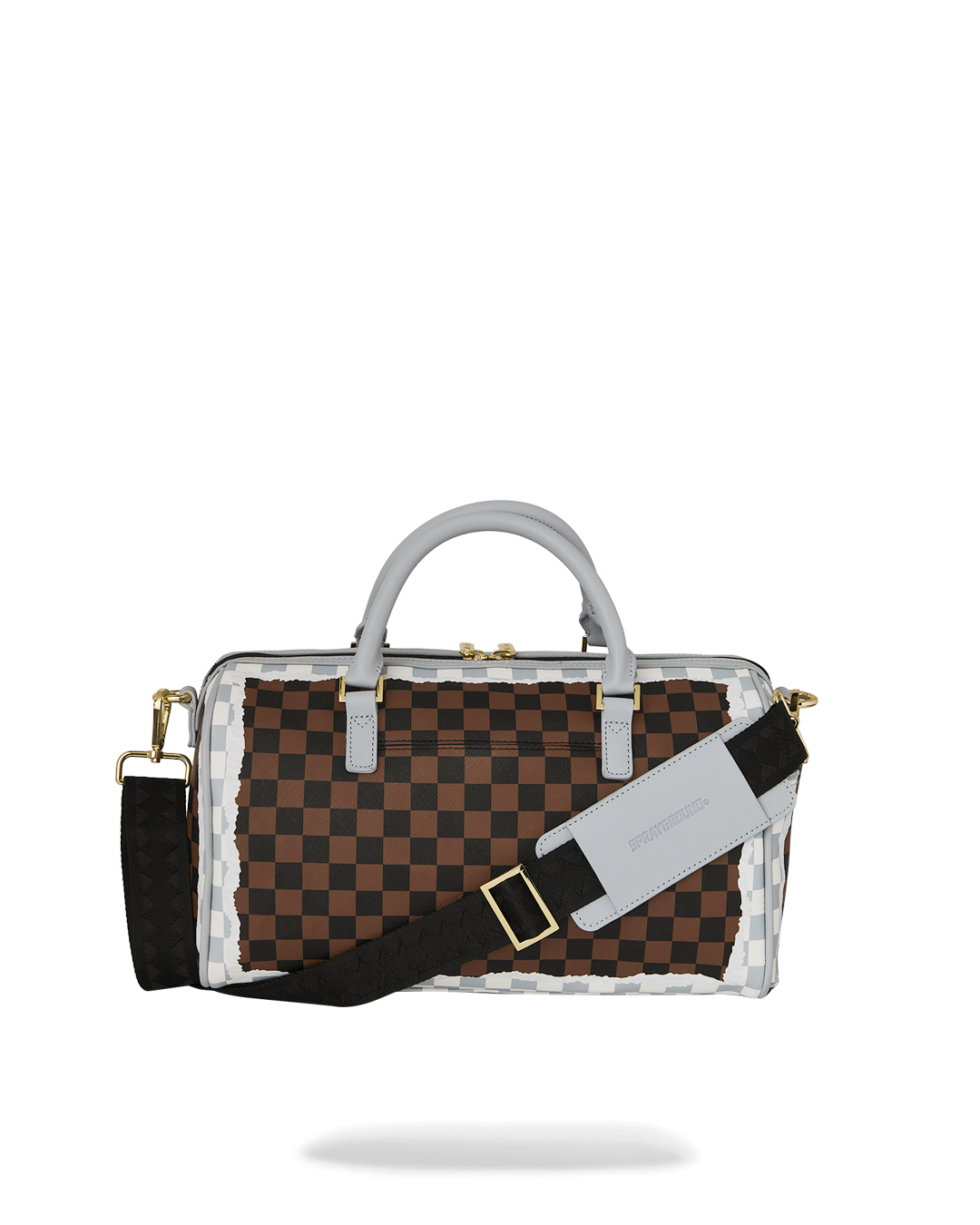 CREAM AND BROWN TEAR CHECK MINI DUFFLE