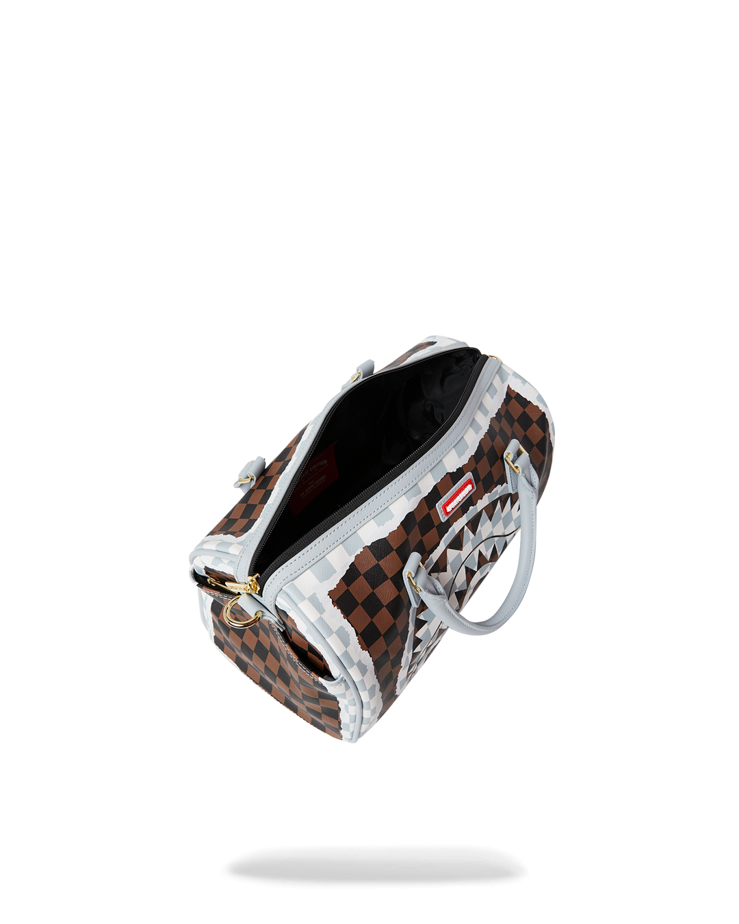 CREAM AND BROWN TEAR CHECK MINI DUFFLE