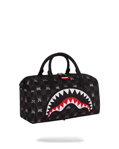 GRAY PEEKING CHARACTER CHECK MINI DUFFLE