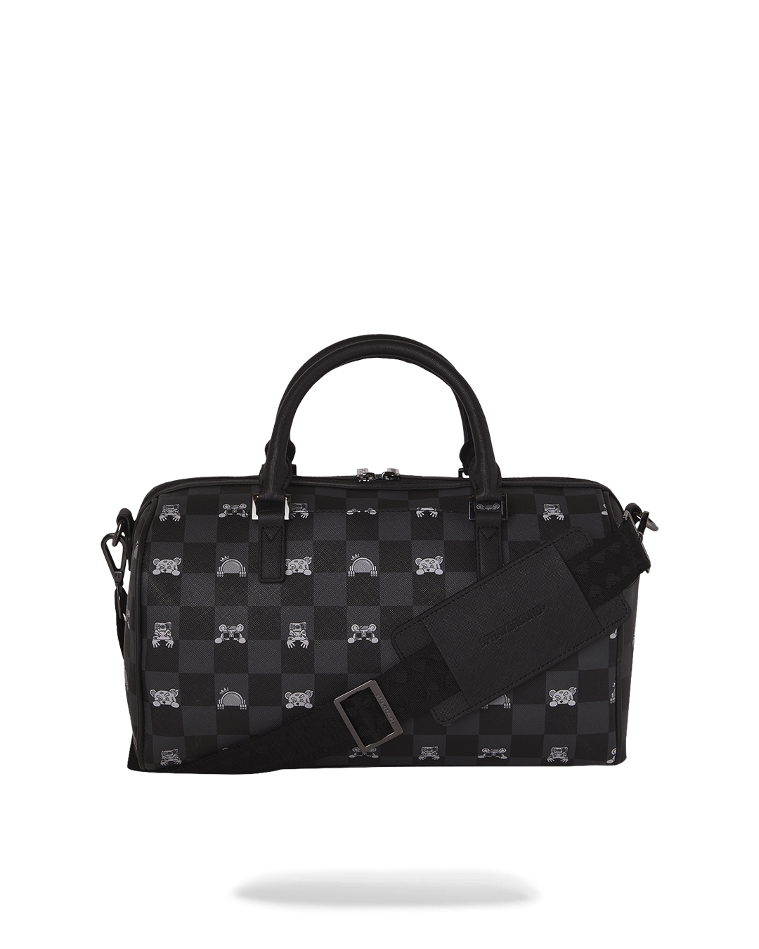 GRAY PEEKING CHARACTER CHECK MINI DUFFLE