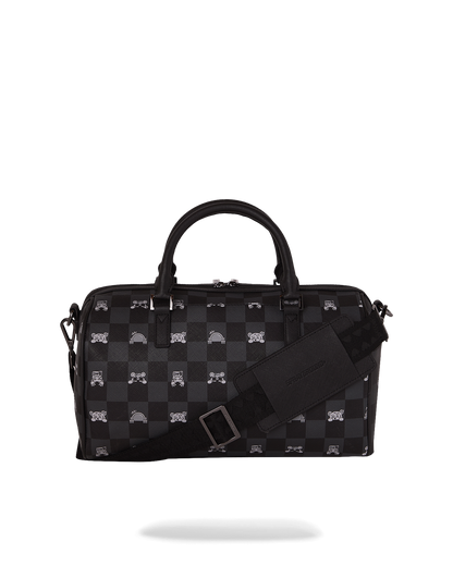 GRAY PEEKING CHARACTER CHECK MINI DUFFLE