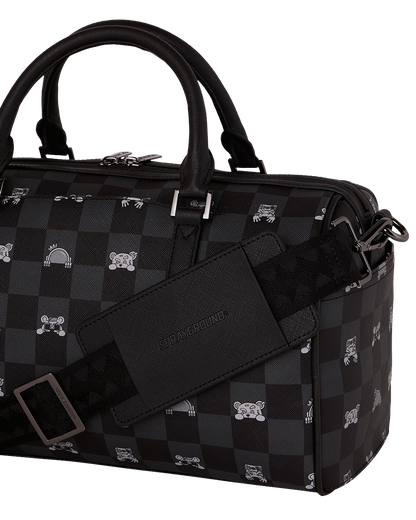 GRAY PEEKING CHARACTER CHECK MINI DUFFLE