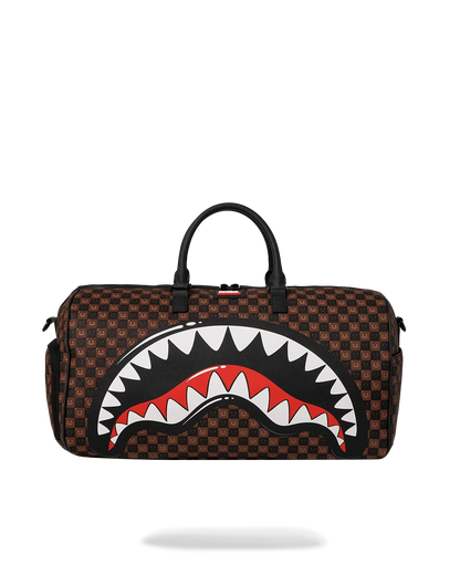 SHARKS IN PARIS WTF BUBBLE BROWN CHECK LARGE DUFFLE
