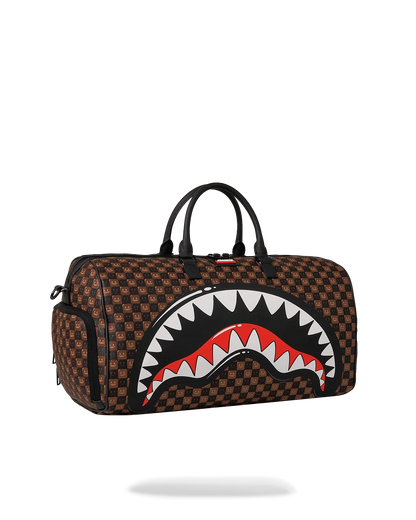 SHARKS IN PARIS WTF BUBBLE BROWN CHECK LARGE DUFFLE