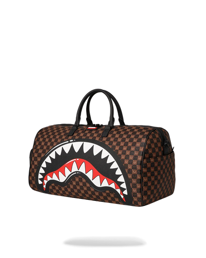 SHARKS IN PARIS WTF BUBBLE BROWN CHECK LARGE DUFFLE