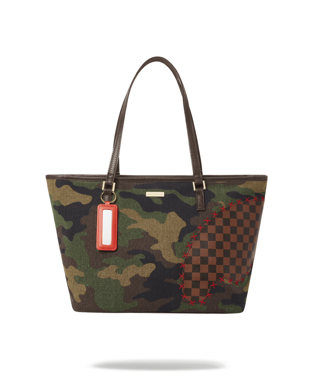 CAMO SHARK SHAPE CHECK TOTE