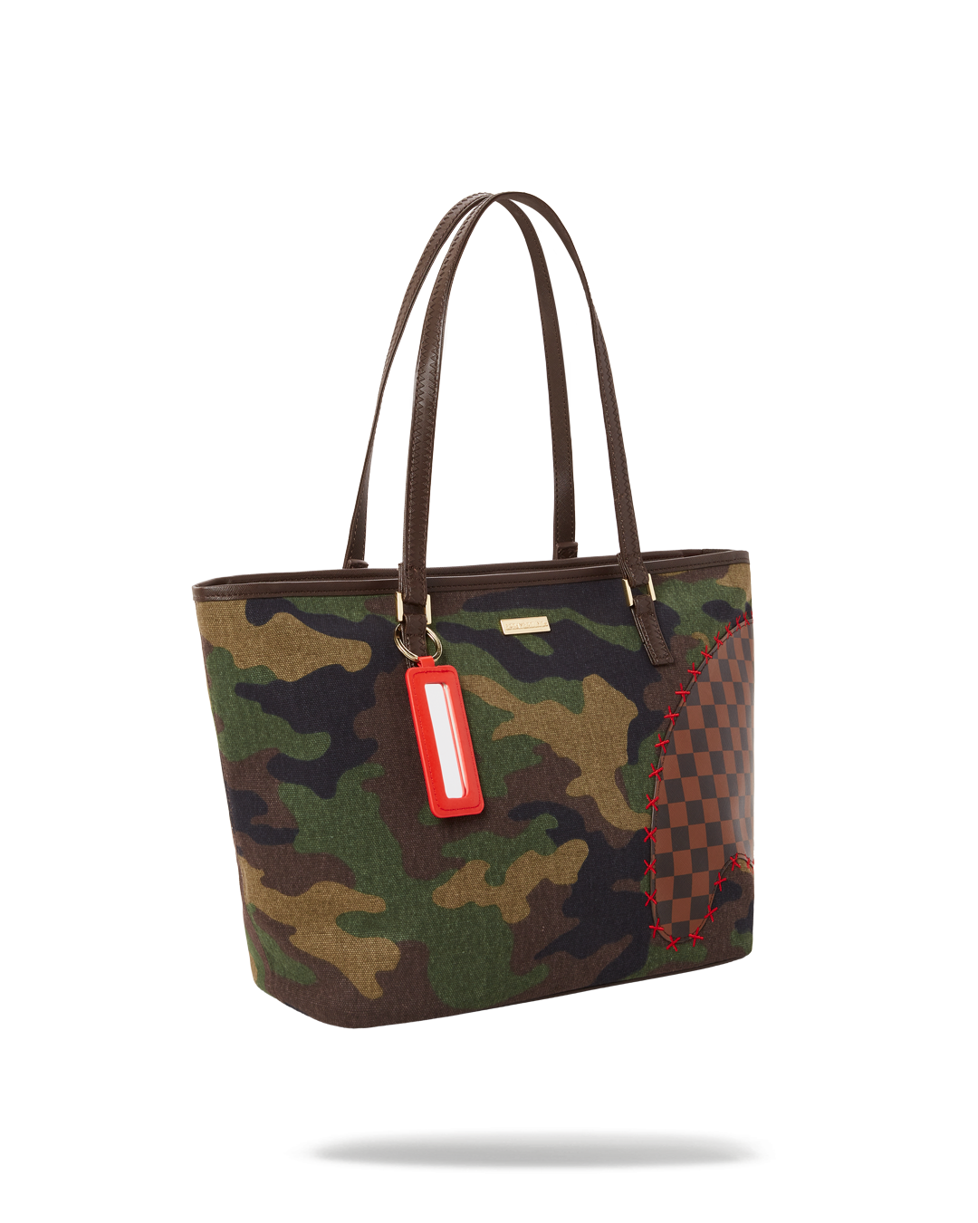 CAMO SHARK SHAPE CHECK TOTE