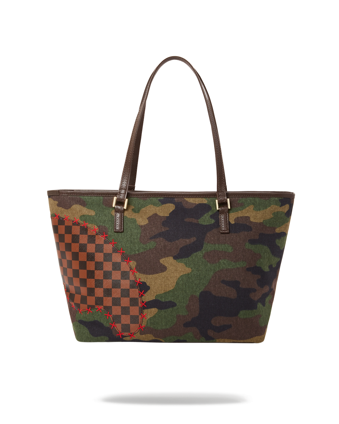 CAMO SHARK SHAPE CHECK TOTE