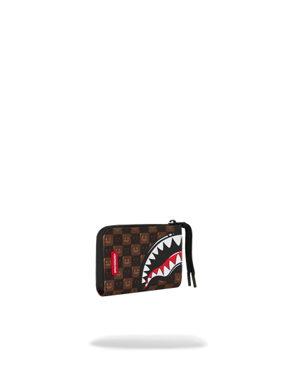 SHARKS IN PARIS WTF BUBBLE BROWN CHECK WALLET