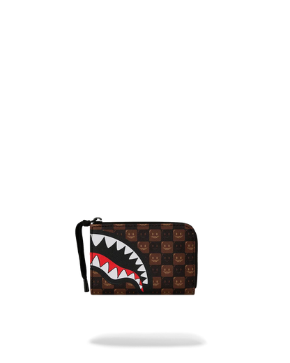 SHARKS IN PARIS WTF BUBBLE BROWN CHECK WALLET