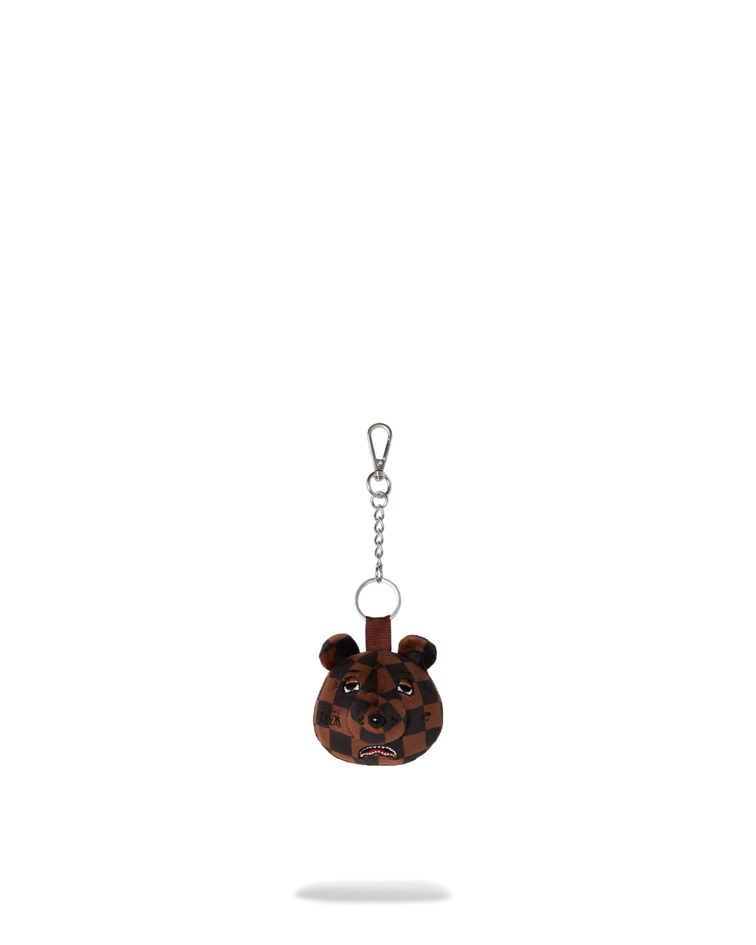 BROWN CHECKER BEAR HEAD KEYCHAIN
