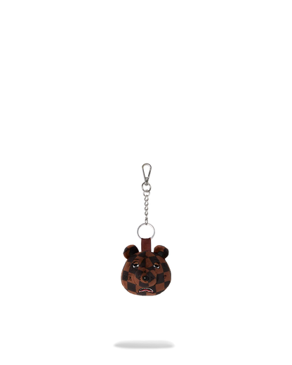 BROWN CHECKER BEAR HEAD KEYCHAIN