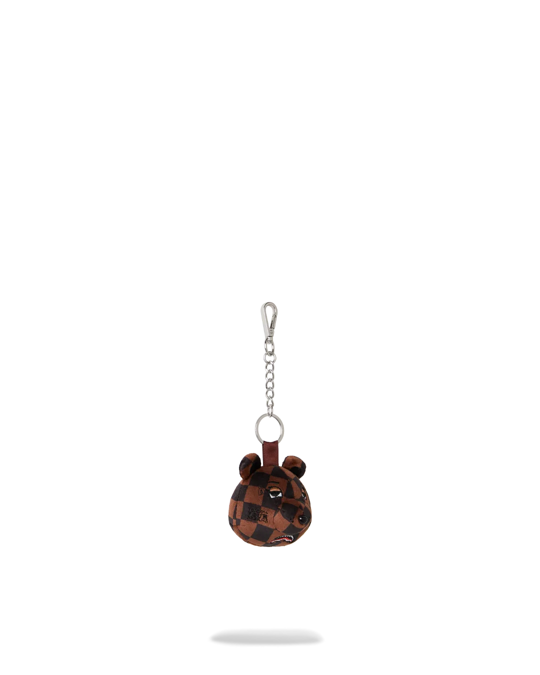 BROWN CHECKER BEAR HEAD KEYCHAIN
