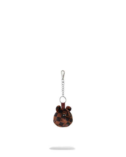 BROWN CHECKER BEAR HEAD KEYCHAIN
