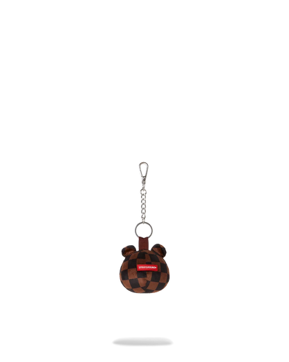 BROWN CHECKER BEAR HEAD KEYCHAIN