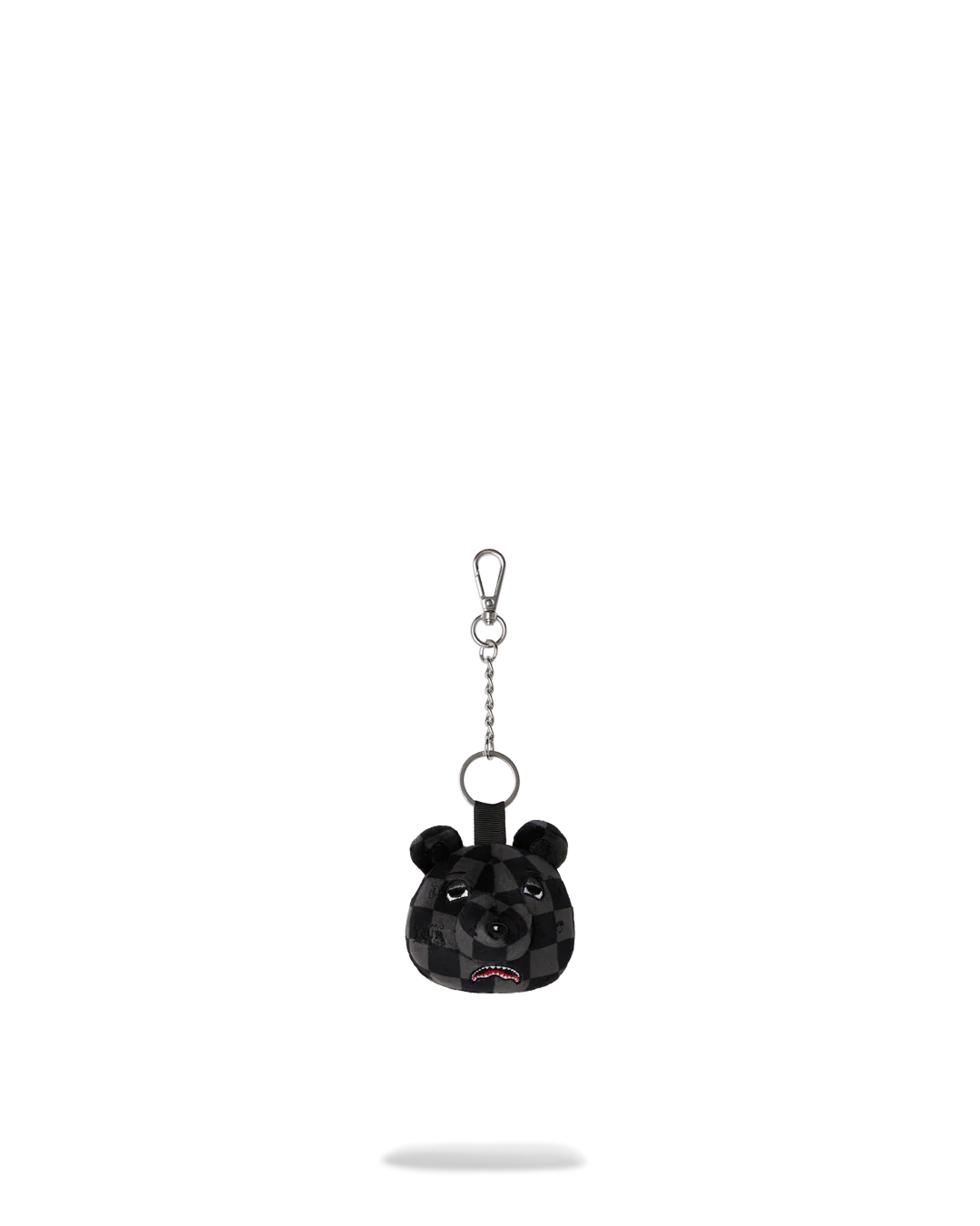 GREY CHECKER BEAR HEAD KEYCHAIN