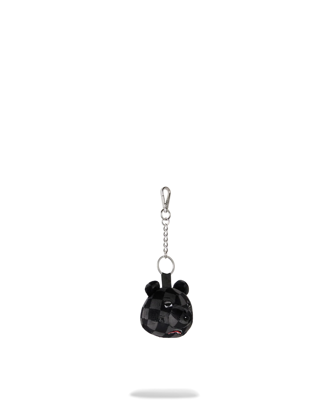 GREY CHECKER BEAR HEAD KEYCHAIN
