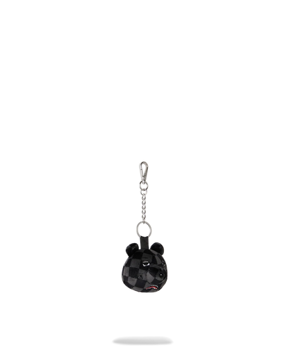 GREY CHECKER BEAR HEAD KEYCHAIN