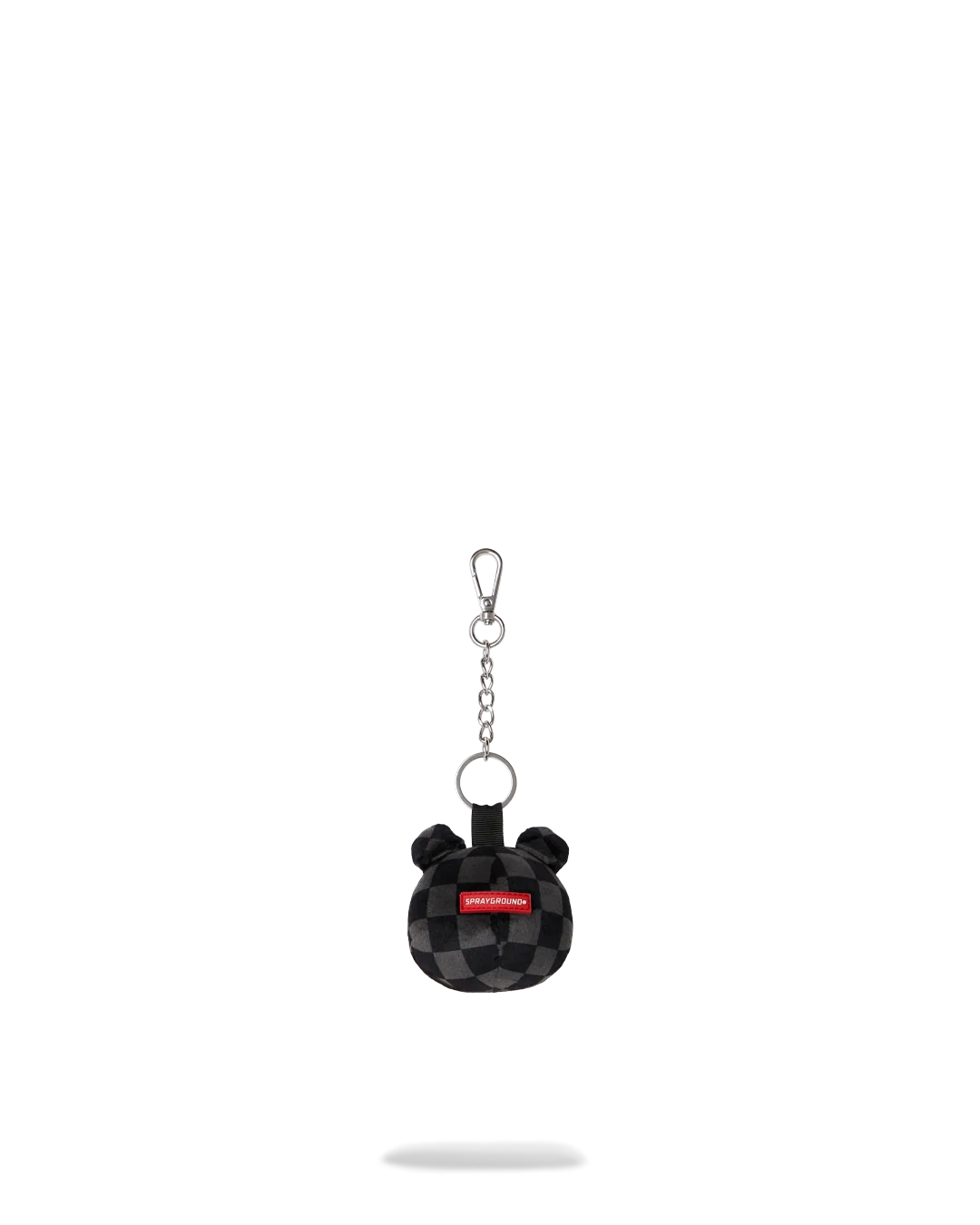 GREY CHECKER BEAR HEAD KEYCHAIN