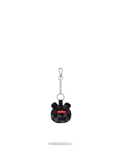 GREY CHECKER BEAR HEAD KEYCHAIN
