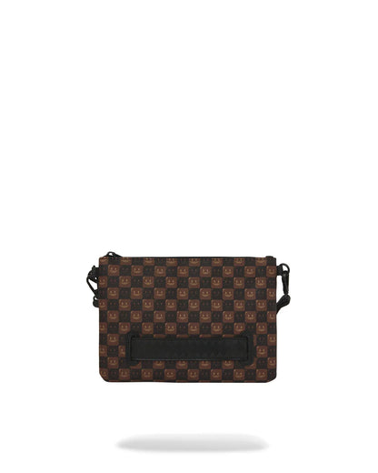 SHARKS IN PARIS WTF BUBBLE BROWN CHECK CROSSOVER CLUTCH