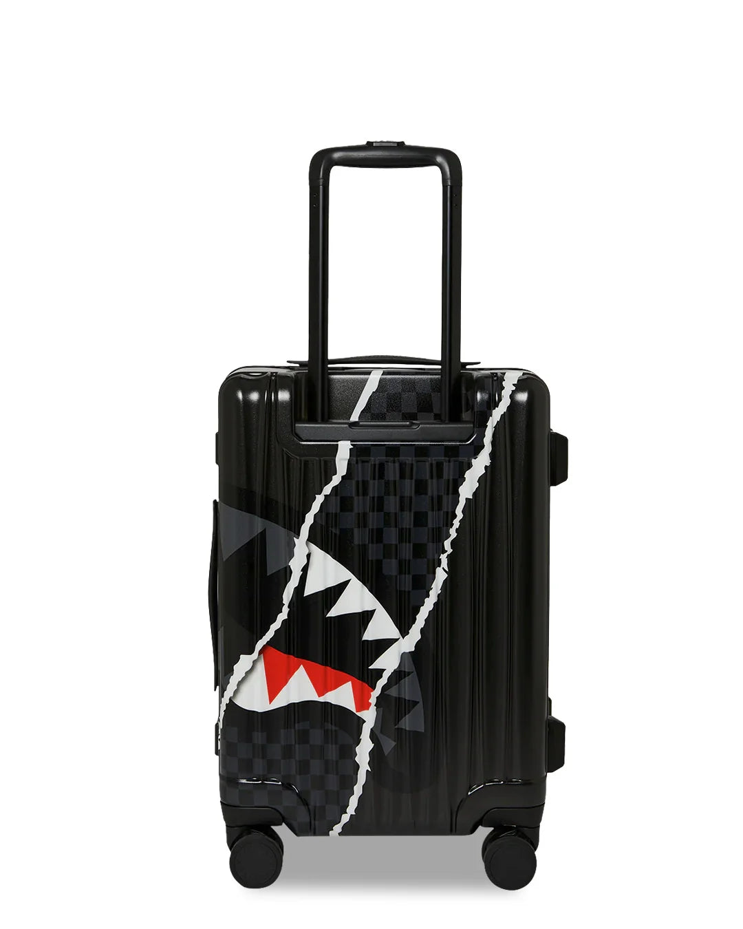 BLACK CHECK DIAGONAL TEAR CARRY-ON LUGGAGE