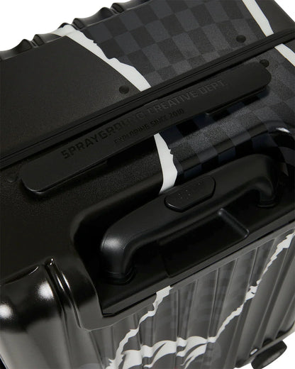 BLACK CHECK DIAGONAL TEAR CARRY-ON LUGGAGE