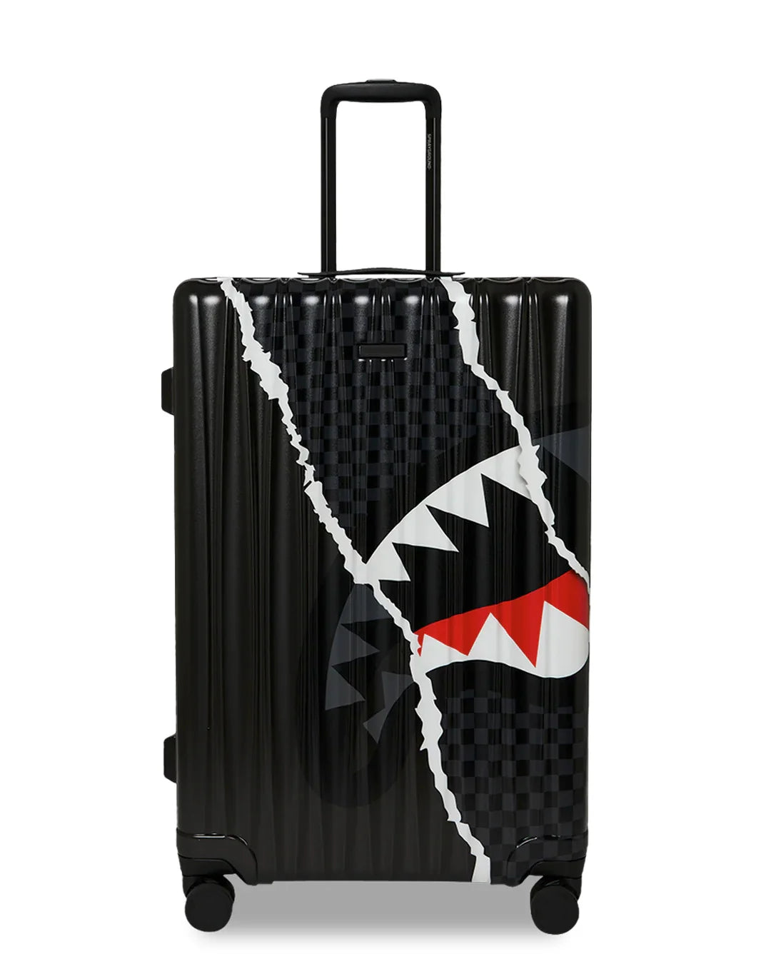 BLACK CHECK DIAGONAL TEAR FULL-SIZE LUGGAGE
