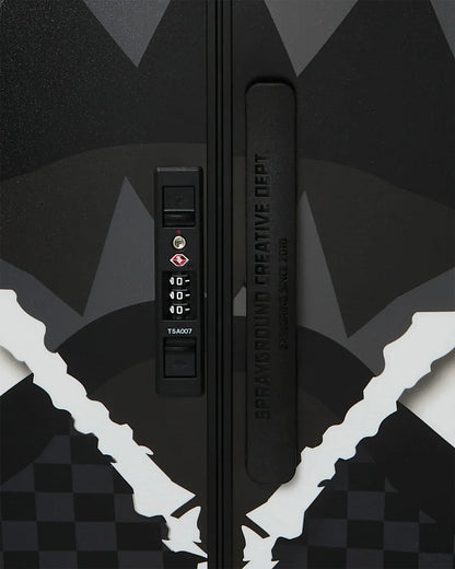 BLACK CHECK DIAGONAL TEAR FULL-SIZE LUGGAGE