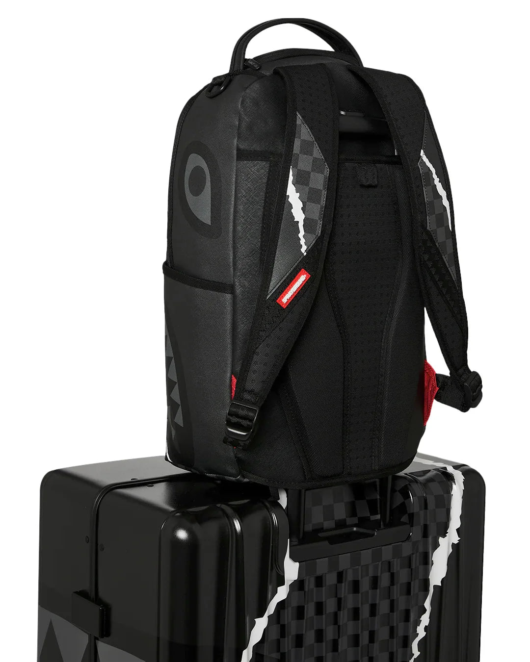 BLACK CHECK DIAGONAL TEAR FULL-SIZE LUGGAGE