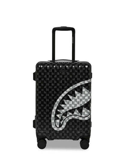 BLACK AND WHITE CHECK SHARK CARRY-ON LUGGAGE