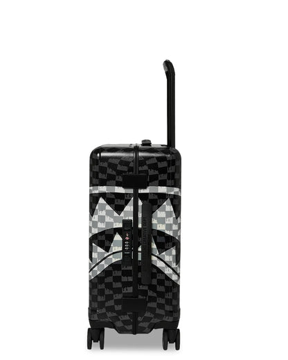 BLACK AND WHITE CHECK SHARK CARRY-ON LUGGAGE