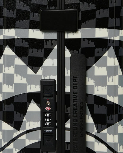 BLACK AND WHITE CHECK SHARK CARRY-ON LUGGAGE