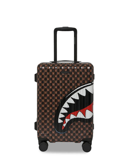 BROWN CHECK TOON SHARK CARRY-ON LUGGAGE