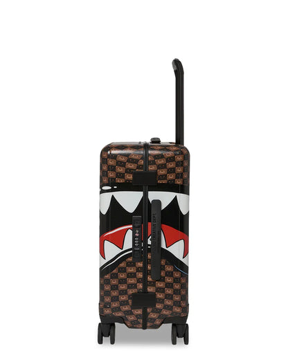 BROWN CHECK TOON SHARK CARRY-ON LUGGAGE