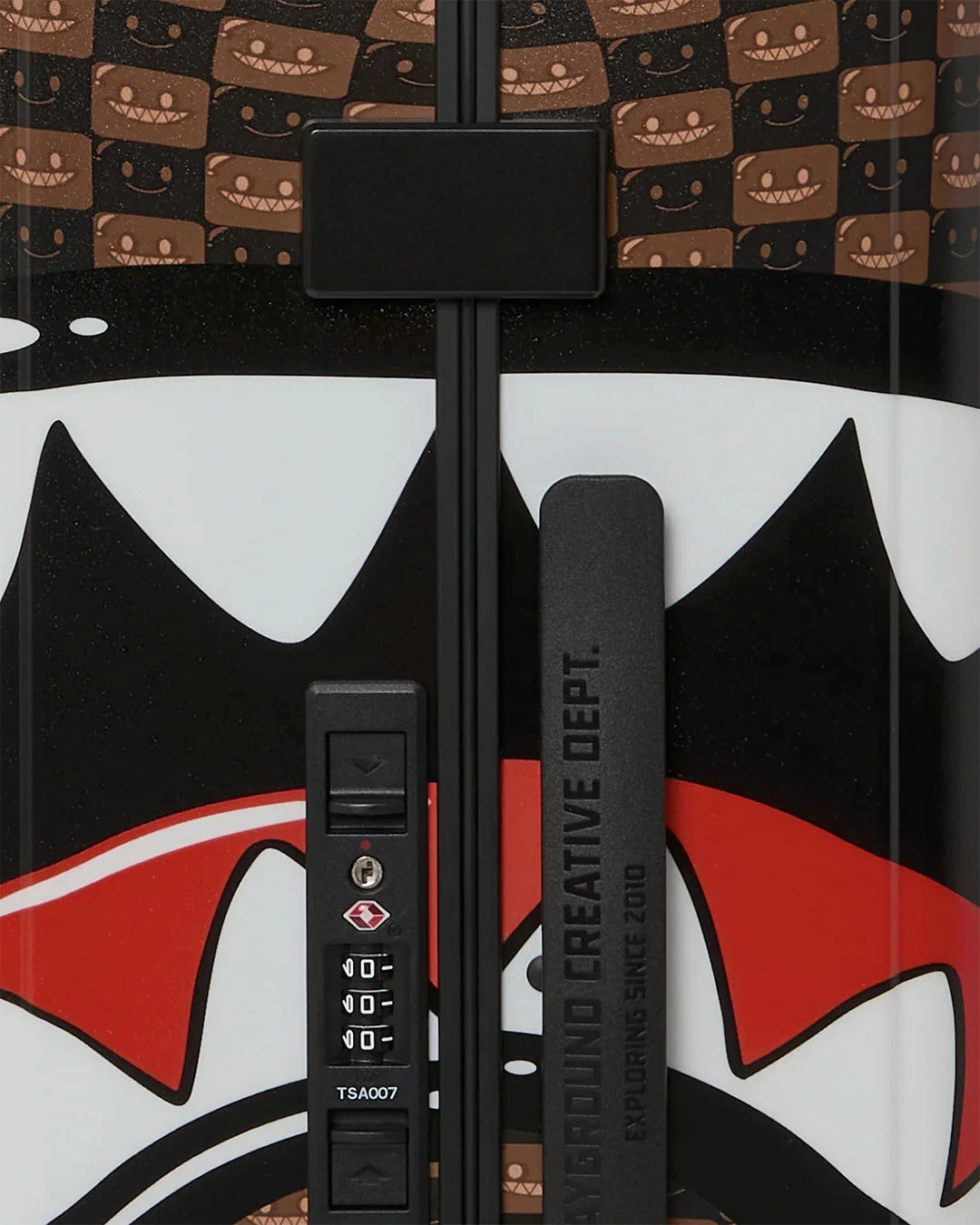BROWN CHECK TOON SHARK CARRY-ON LUGGAGE