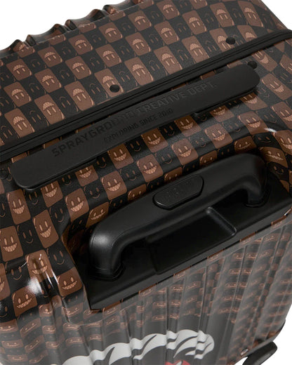 BROWN CHECK TOON SHARK CARRY-ON LUGGAGE